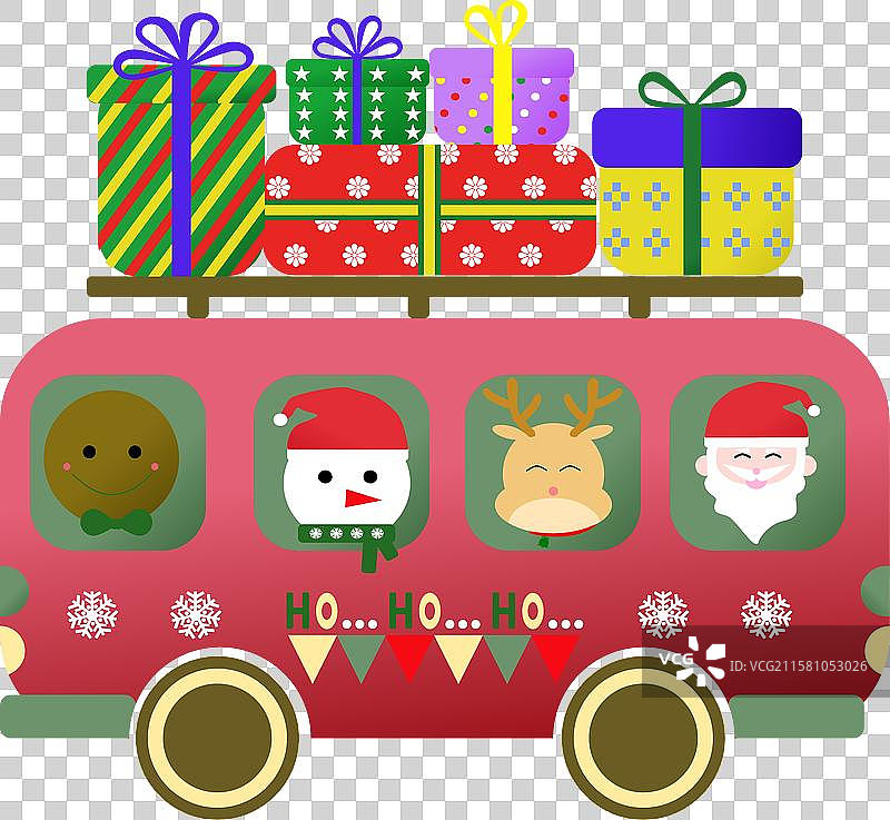 圣诞风格的礼品盒运输面包车图片素材