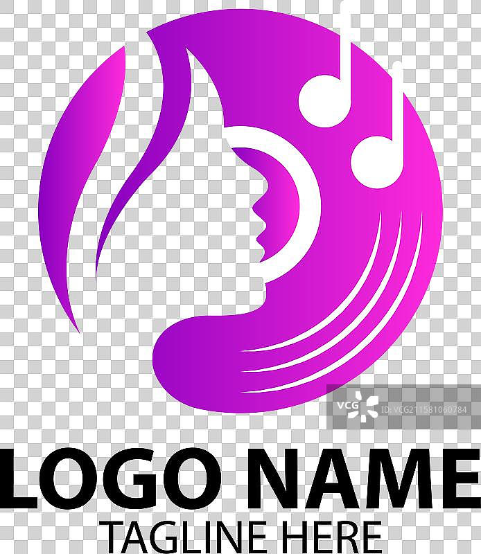 带有乙烯基的女性孤立标志设计图片素材