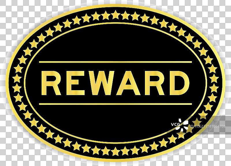 黑色和金色的椭圆形标签贴纸，上面有文字图片素材