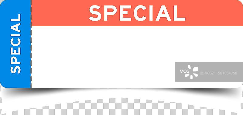 蓝色和橙色的票，上面写着“特别”图片素材