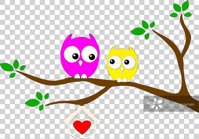 树枝上的手工猫头鹰图片素材