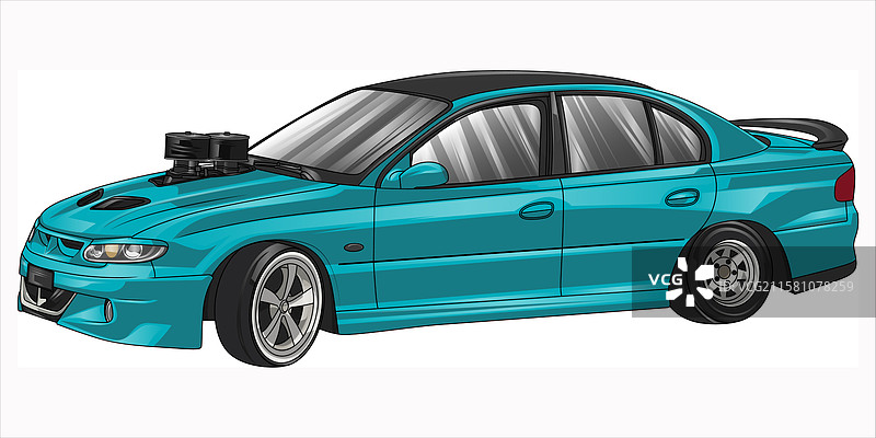 带有黑色条纹的青绿色赛车图片素材