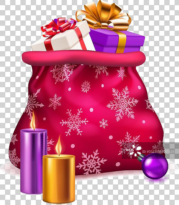 带有雪花图案的彩色礼品袋图片素材