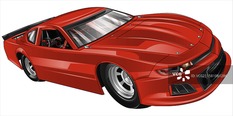 红色赛车，带有黑色条纹图片素材
