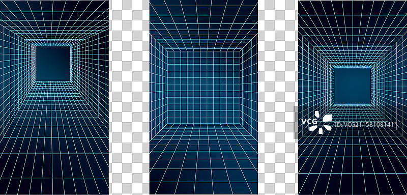 霓虹色3D几何线框网格形状图片素材
