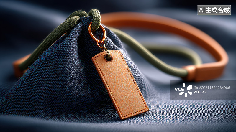 【AI数字艺术】皮革标签与布料的优雅组合图片素材