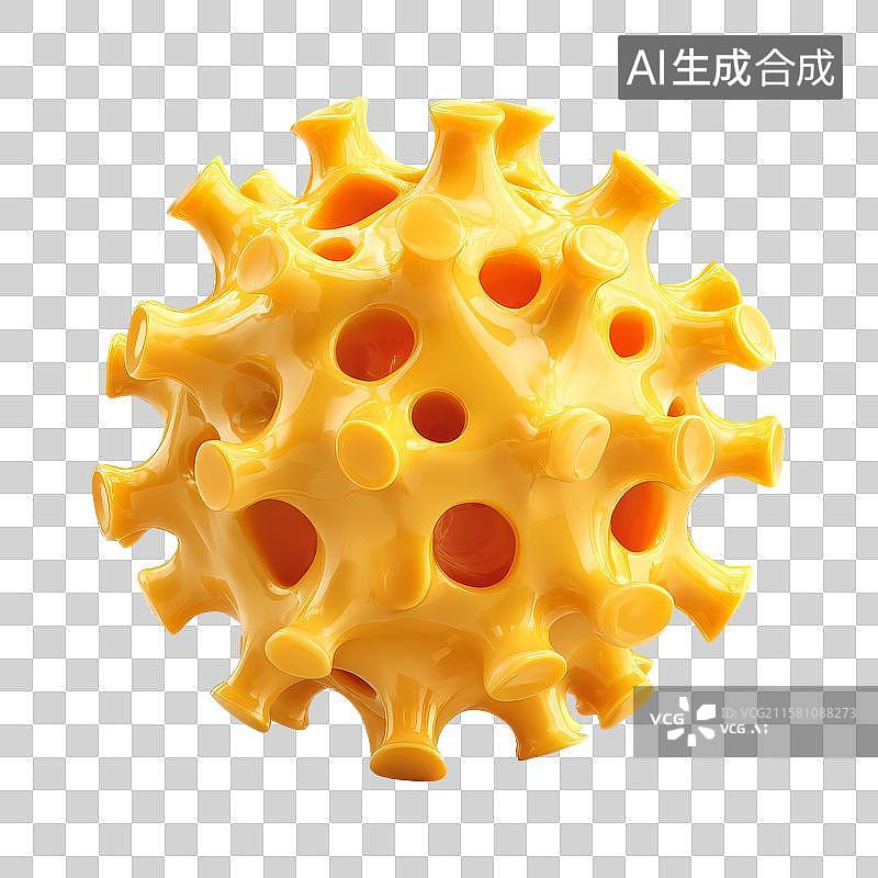【AI数字艺术】黄色多孔球形物体图片素材