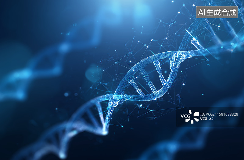【AI数字艺术】DNA双螺旋结构的科技艺术表现图片素材