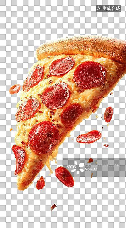 【AI数字艺术】美味的意大利辣香肠披萨切片图片素材