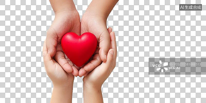 【AI数字艺术】双手捧着红色爱心图片素材