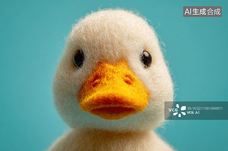 【AI数字艺术】萌绒鸭趣：羊毛毡微距特写图片素材