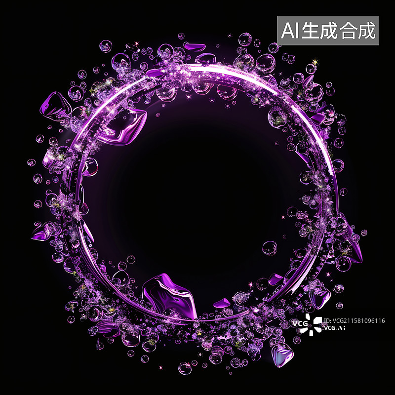 【AI数字艺术】紫色圆形气泡装饰图案图片素材