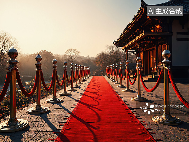 【AI数字艺术】红毯迎宾古建筑图片素材