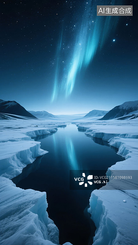 【AI数字艺术】极地夜景与北极光图片素材