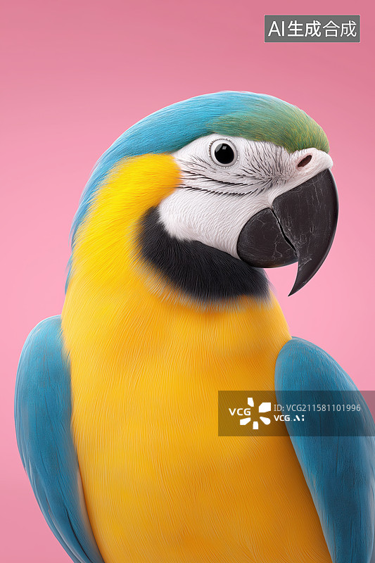 【AI数字艺术】蓝黄相间的鹦鹉特写图片素材