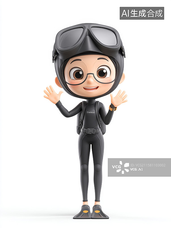 【AI数字艺术】潜水员的卡通形象图片素材