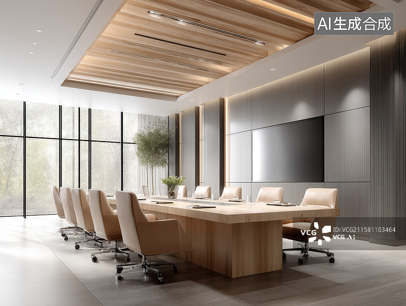 【AI数字艺术】现代简约会议室图片素材