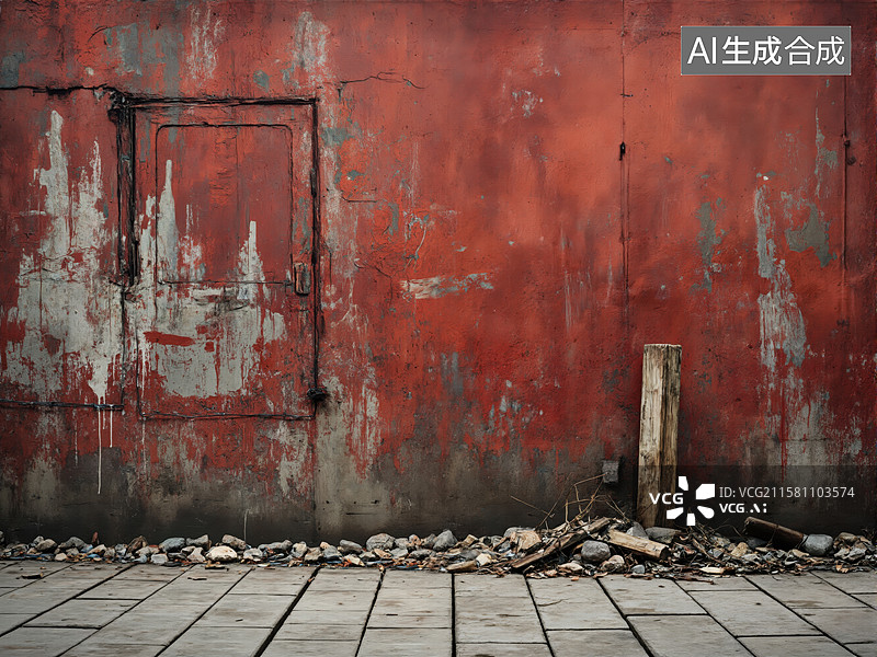 【AI数字艺术】红墙旧影图片素材