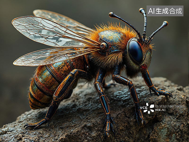 【AI数字艺术】蜜蜂特写镜头图片素材