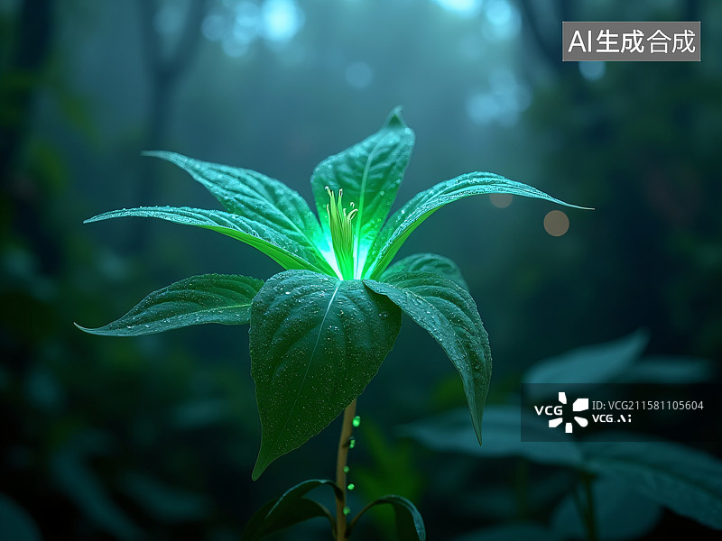 【AI数字艺术】异星秘境：荧光植物图片素材