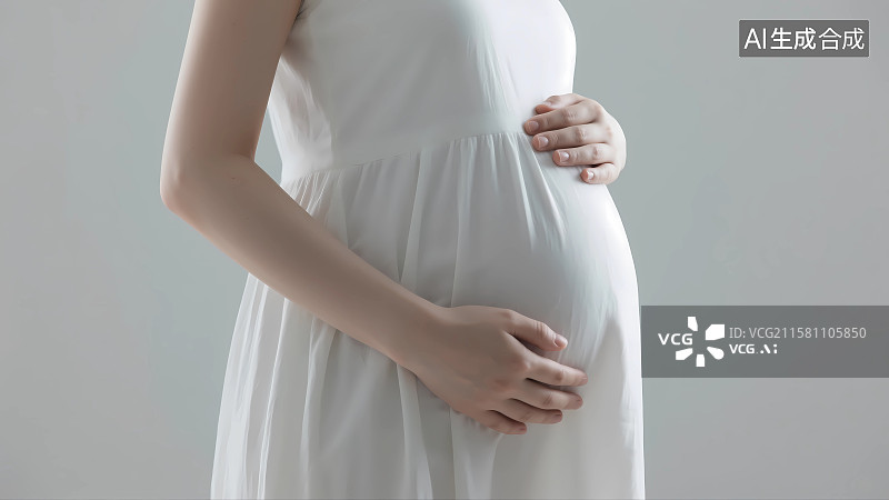 【AI数字艺术】穿孕妇装的孕妇腹部特写图片素材
