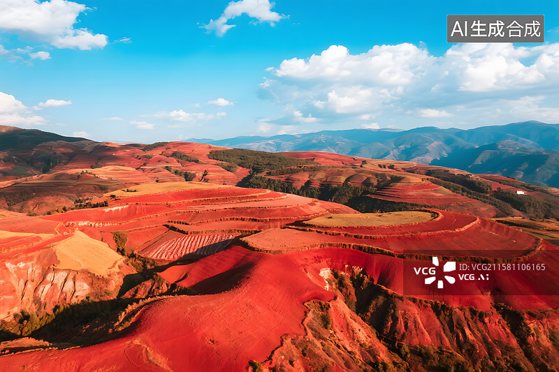 【AI数字艺术】红土地上的绚丽画卷图片素材