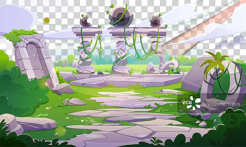 丛林中的古老宫殿或寺庙遗址图片素材