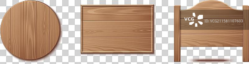 木制标志组合，孤立在白色背景上图片素材