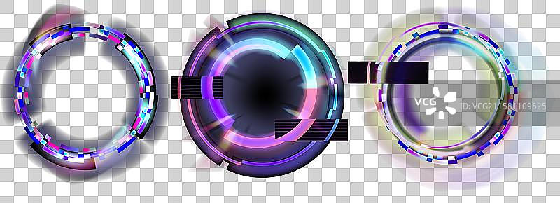 霓虹故障效果圆形数字环框图片素材