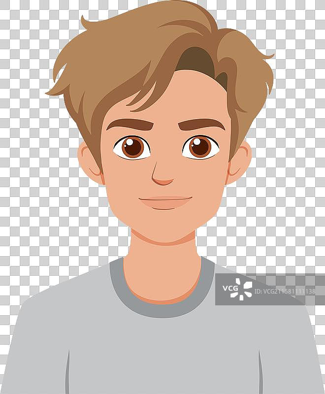 微笑的棕发卡通男士图片素材