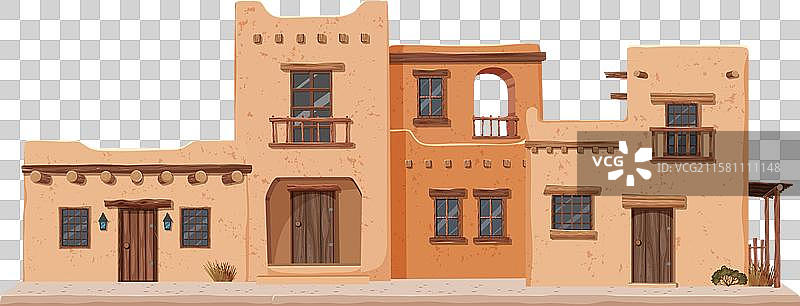 一座经典的墨西哥土坯房图片素材