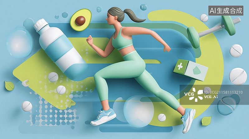 【AI数字艺术】卡通3D女运动员宣传画图片素材