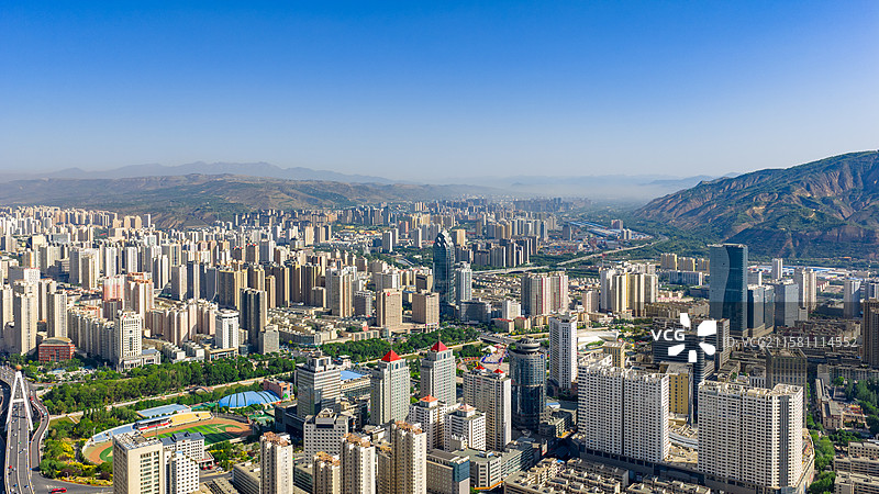 青海西宁 城市风光 航拍图片素材