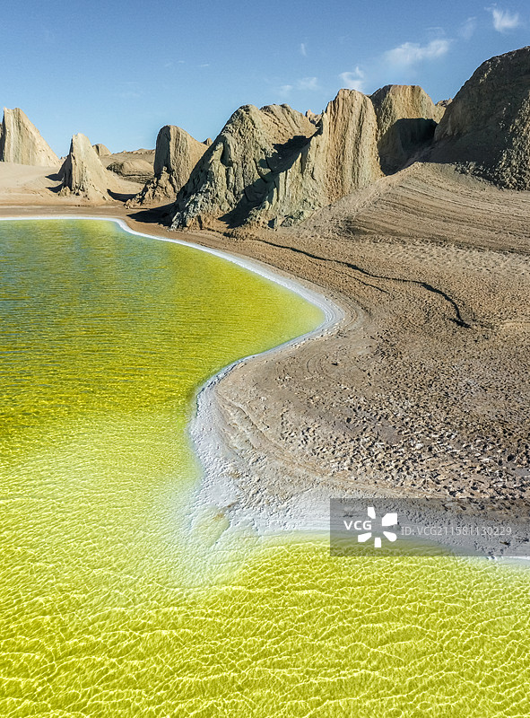 青海冷湖俄博梁硫磺湖，盐湖，雅丹地貌图片素材