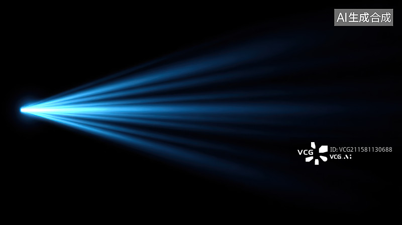 【AI数字艺术】黑幕中蓝光投射扇形放射光效图片素材