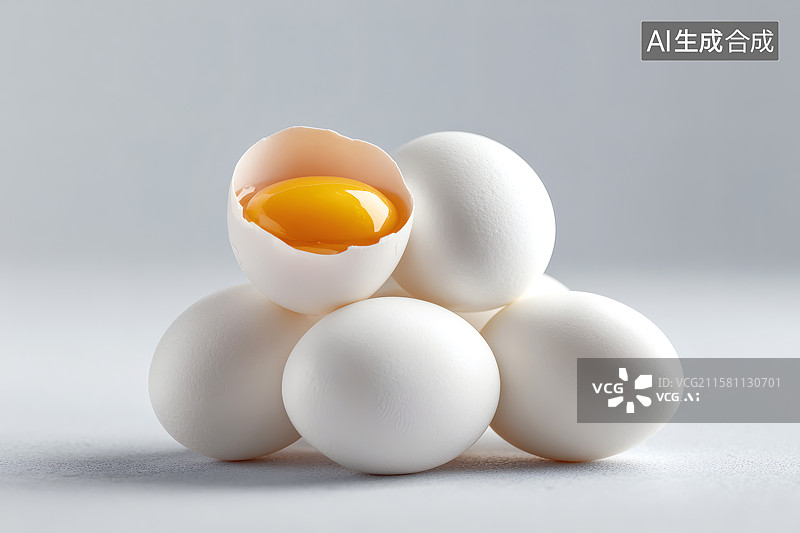 【AI数字艺术】白底背景上新鲜的鸡蛋图片素材
