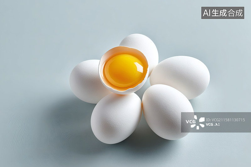 【AI数字艺术】白底背景上新鲜的鸡蛋图片素材