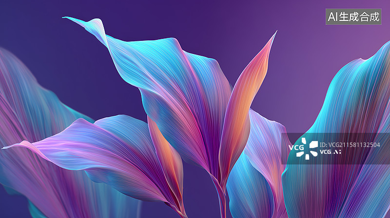 【AI数字艺术】极薄梦幻叶片图片素材