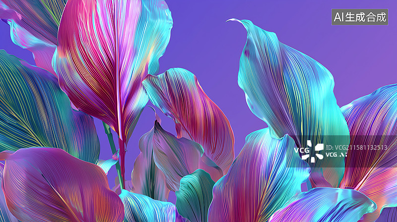 【AI数字艺术】极薄梦幻叶片图片素材