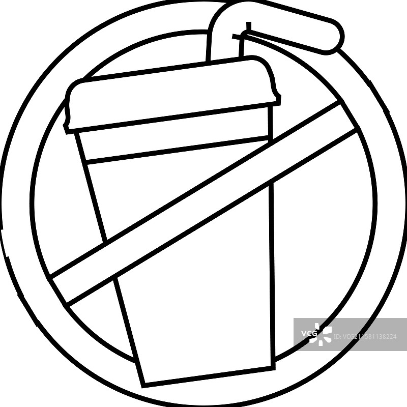拒绝饮料的线条图标图片素材