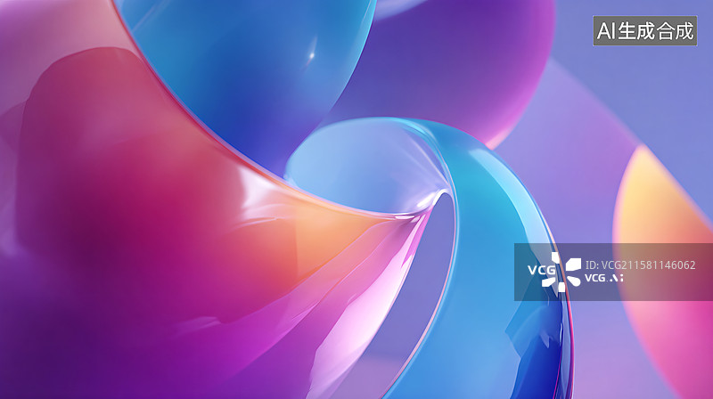 【AI数字艺术】彩色流动玻璃丝带时尚背景图片素材