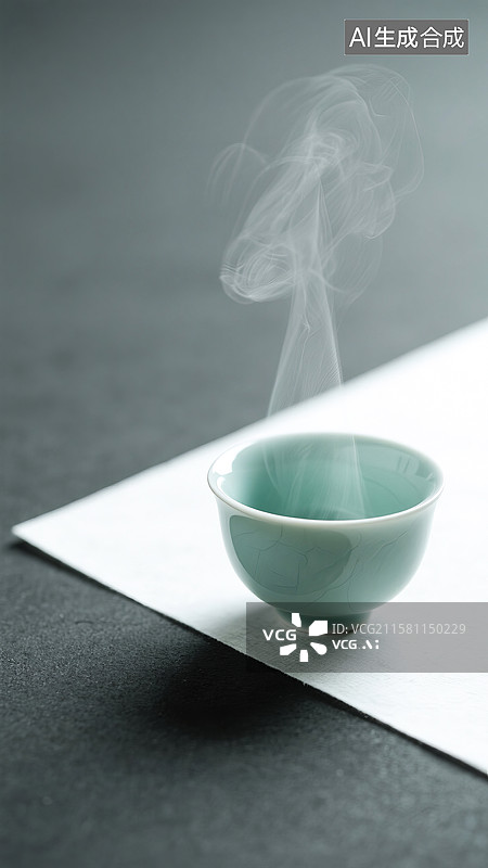 【AI数字艺术】冒着热气的陶瓷茶杯图片素材
