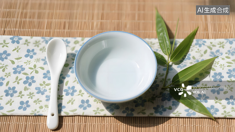 【AI数字艺术】东方禅意的简约餐具展示图片素材