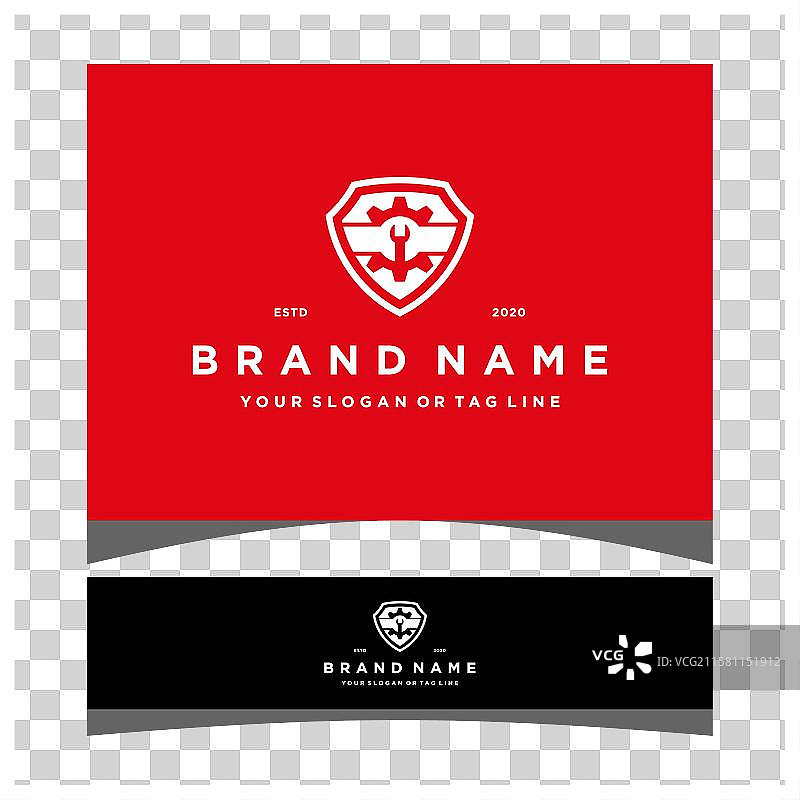 创意扳手齿轮和盾牌标志设计图片素材