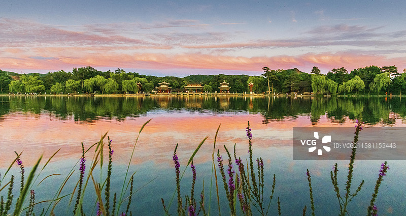 晚霞映红水心榭图片素材