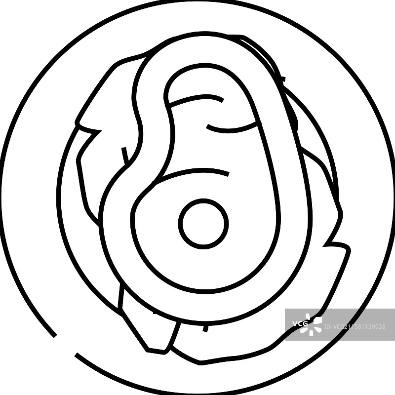 生菜上的肉类线条图标图片素材