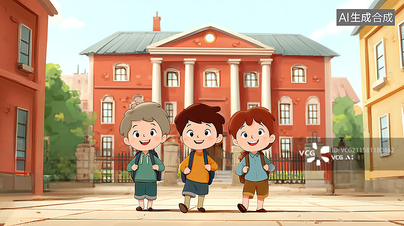 【AI数字艺术】开学季，童年校园时光图片素材