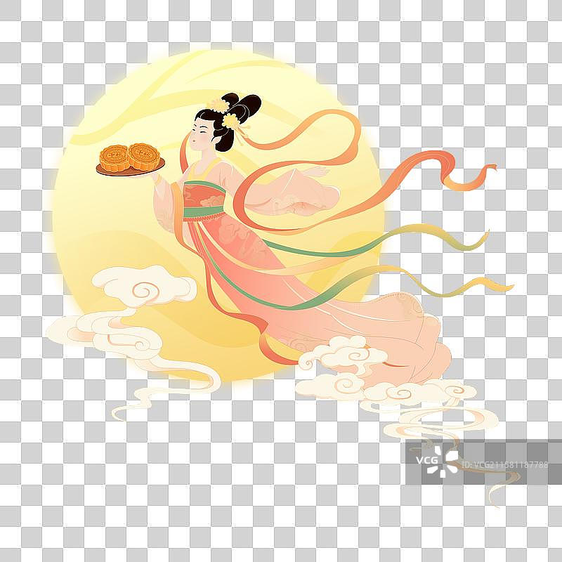国风中秋节嫦娥人物插画图片素材