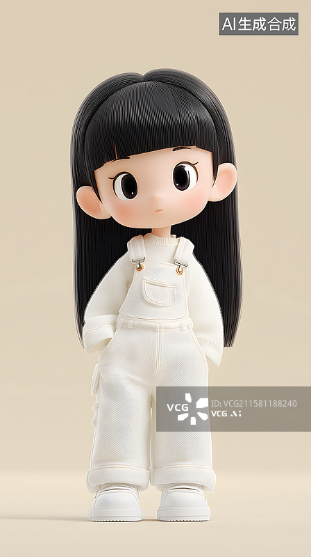 【AI数字艺术】萌态小妞穿背带图片素材