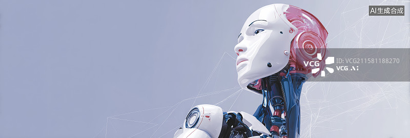 【AI数字艺术】粉色头发机器人侧面特写图片素材